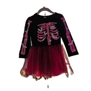 Halloween Girl’s Skeleton Costume Bones Tutu Fancy Dress 2-3 Years Pink Purple